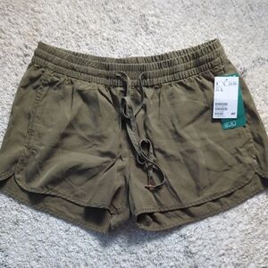 H&M Tencel Women's Tie Drawstring Waist Shorts Olive Green Size 8 NWT